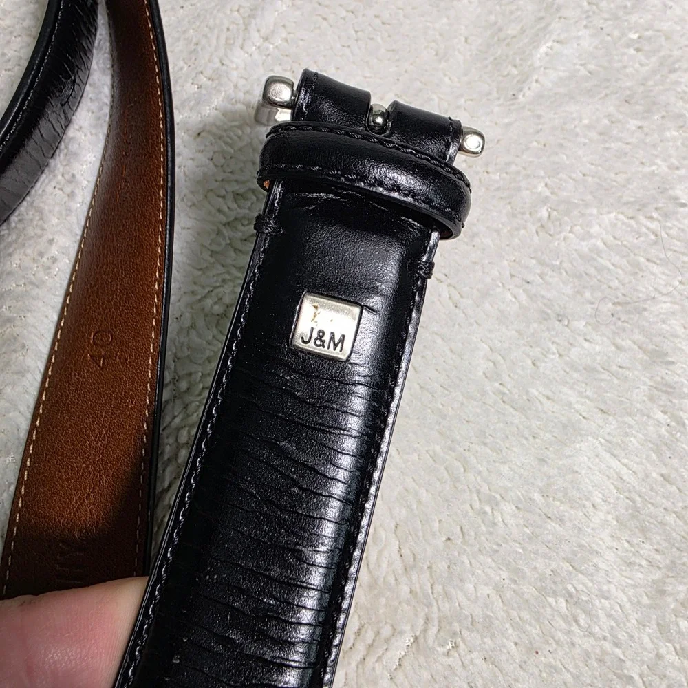 Johnston & Murphy Belt Black Leather Textured Dress Belt Men 40